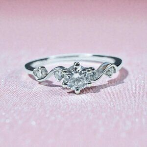 10K White Gold Diamond Ring -1/3CT T.W. -Size 5- Fairytale Scroll Wedding Ring